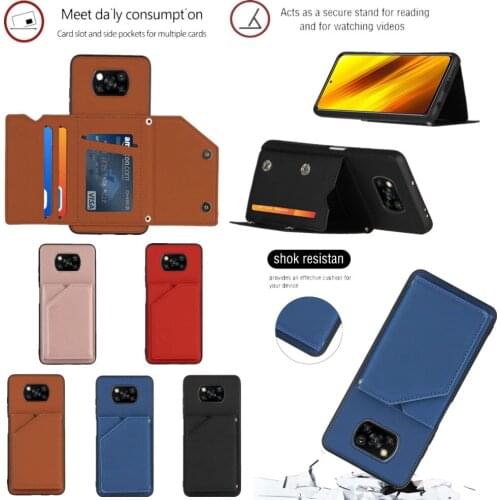 Mi Poco X3 NFC M3 Shockproof Phone Case for Xiaomi Redmi Note 9S 9 9A 9C Capa TPU PU Skin Feel Leather Card Pocket Back Cover
