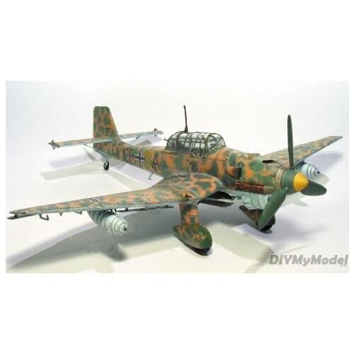 DIYMyModeI German juncker-87 dive bomber DIY Handcraft Paper Model KIT Handmade Toy Puzzles Gift Movie props