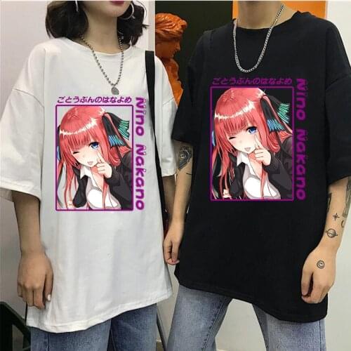 Hot Harajuku Nakano Nino Anime T-Shirt Men Cotton T Shirt The Quintessential Quintuplets Print T-shirt Clothes Anime Tops Tees