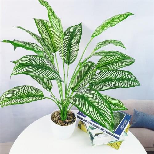 60cm15 Head Artificial Palm Tree Branch Green Rare Plants Plastic Crafts Balcony Garden Hotel Office Halloween Home Decor