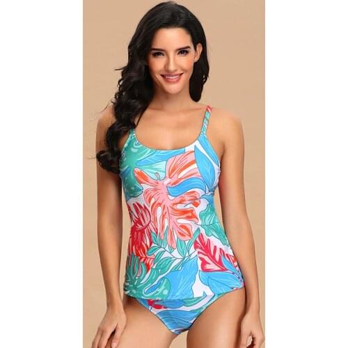 Juddin 2021 Wholesale NEW Arrival Floral Swimsuit Blue Bathing Suits Beachwear Two pieces Bikini Set Sexy Women Swimwear
