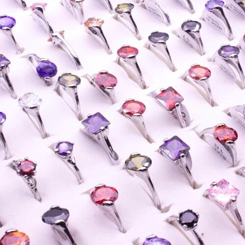 20 Pcs/lot Cute Style Round Square Crystal Ring For Women Punk Water Drop Vintage Rings Jewelry WholeSale