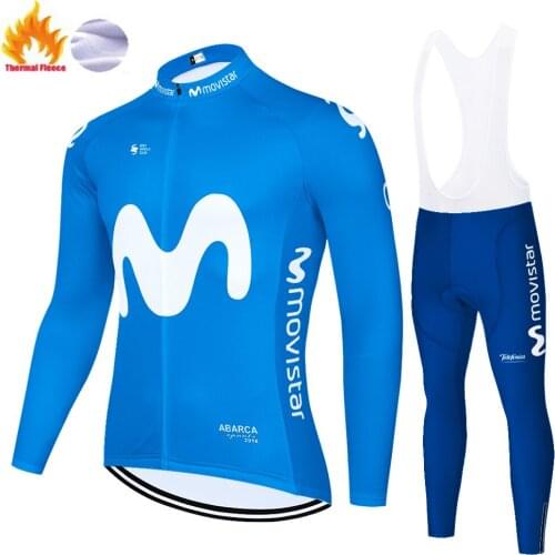 Cycling jersey 2020 movistar Winter Thermal Fleece Cycling Bib pants maillot ciclismo invierno 01