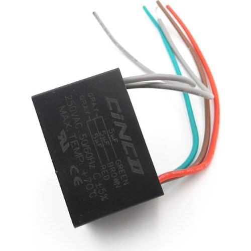 CBB61 5uF+5uF+5uF 250V 5 wires Motor Run Capacitor electrical fan 3/4/5 Speed electric fanners Electronic Regulator Cable 250VAC