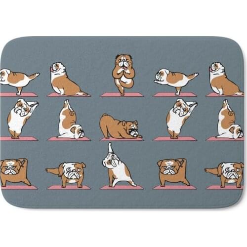 English Bulldog Yoga Printing Doormat Home Decoration Non-slip Floor Mat Door Bath Mat