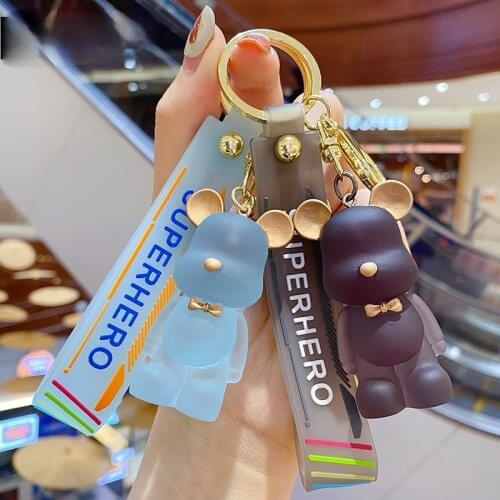 Creative Cute Bow Tie Bear Animation Keychain Fashion Cartoon Fun Charm Keychain Couple Bag Personality Mobile Phone Keychain
