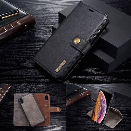 DG. ming Voor IPhone12 11 Pro XS Max Wallet Case Afneembare Lederen Magnetische Flip Cover Case voor IPhone XS XR 6S 7 8 Plus SE