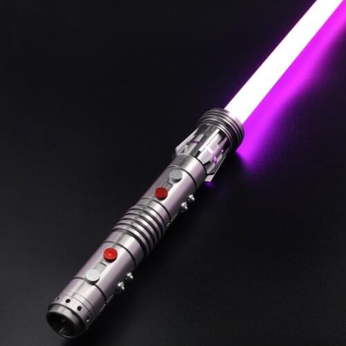CIELTAN 2pcs Double Darth Maul Smooth Swing Lightsaber Handle+Blade Saber Metal Hilt Heavy Dueling Saber RGB Light Sword