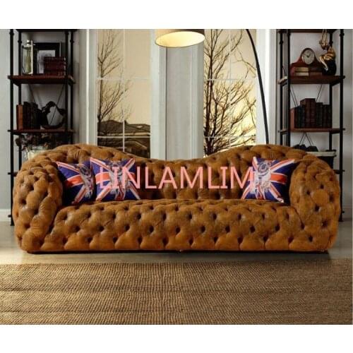Living room sofa set muebles de sala genuine leather sofa modern home furniture neoclassical couch chesterfield sofa big 3 seat