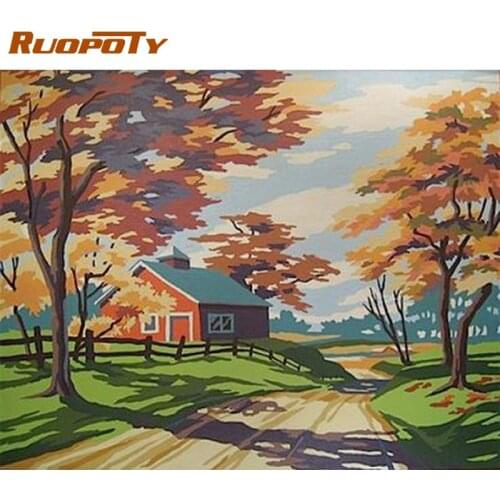 RUOPOTY 60x75cm Frame DIY Painting By Number Autumn Farm Scenery Modern Picture By Numbers For Home Decors Diy Gift