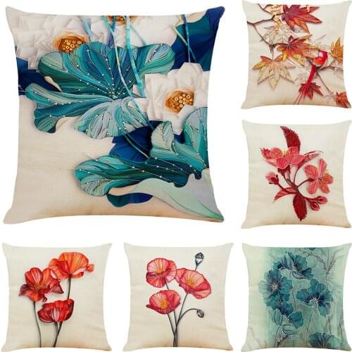 45x45 cm Art Flower Cushion Cover Hoga Decorative Pillow funda cojines housse de coussin Nordic Throw Pillow Cover for Sofa Car