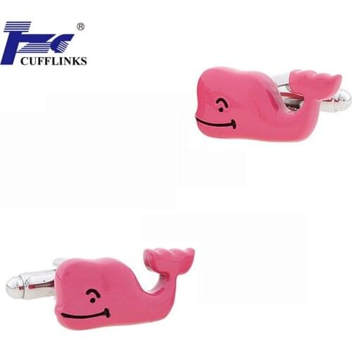 New Arrival Pink Whale Cufflink Cuff Link 2 Pairs Free Shipping TZG Brand