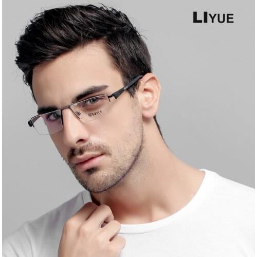 Optical Glasses Frame Men Square Eyeglasses Half Prescription Metal myopia Computer eye Glasses Male Spectacle eyewear frames
