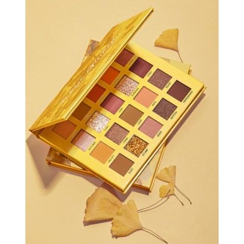 20 Colors Ginkgo Eyeshadow Palette Long Lasting Matte Pigmented Shades Waterproof Summer Makeup Glitter Yellow Gold Eyeshadow