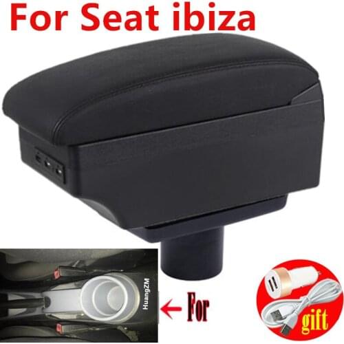 For Ibiza 6j Ibiza 6L armrest box For Seat ibiza central Store content Storage box with cup holder ashtray products with USB LED