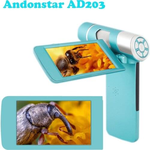 Andonstar AD203 5X~1000X Handheld Portable Microscope with 4 Inch Reversible LCD Screen 8 LED Lights 1080P Continuous Magnifier