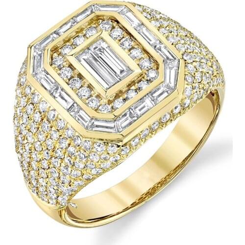 Luxury Micro Paved Square Cubic Zirconia Promise Love Rings for Women Men Gold Color Engagement Wedding Ring Hip Hop Jewelry