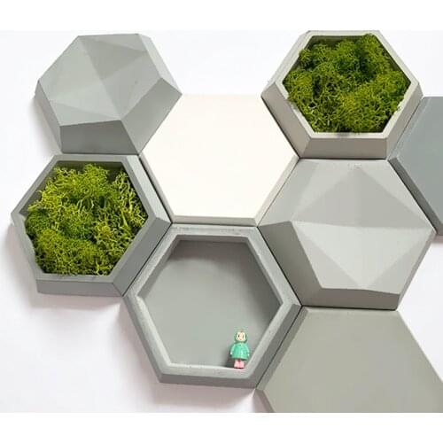 Hexagon cement brick silicone mold hexagon home decoration flowerpot mold wall brick gypsum concrete process machinery mold