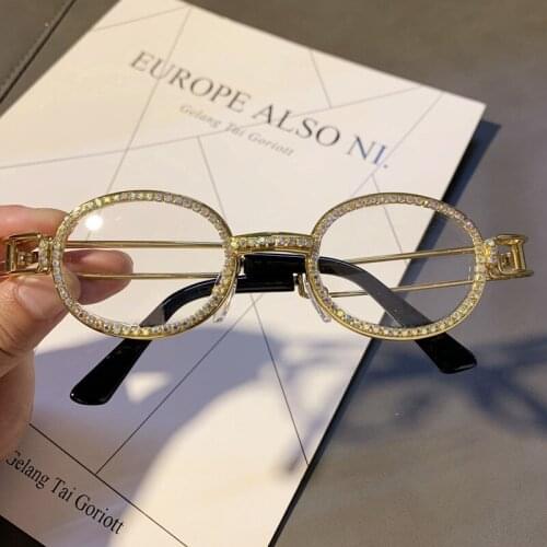 2021 new flat frame sunglasses claw chain Rhinestone star same Sunglasses wedding photography modeling props womens glasses