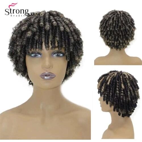 StrongBeauty Short Afro Spiral Curly Wig for Women 50% Human Hair and 50% Synthetic Full Wig Hair