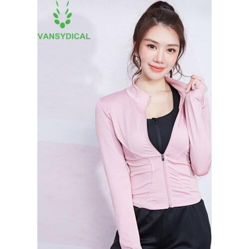2020 Women Sports Running Yoga Jackets Slim Outline Zipper Gym Cropped Tops Outdoor Fitness Workout Jogging Sweatshirts