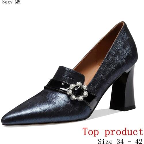 Women High Heels Pumps High Heel Shoes Stiletto Woman Party Shoes Kitten Heels Genuine Leather Small Plus Size 34 -40 41 42