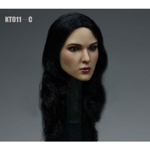 1/6 European Female Head Carved Sculpt With Long Curly Hair Model KT011C For 12'' S07 Body Action Figures