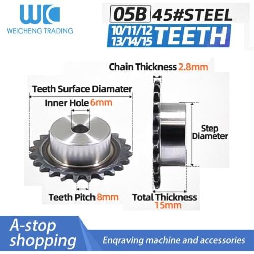 1pc 05B sprocket 10 11 12 13 14 15 16 teet spot 45 steel tooth surface quenching / 2.5 points sprocket pitch 8MM special price