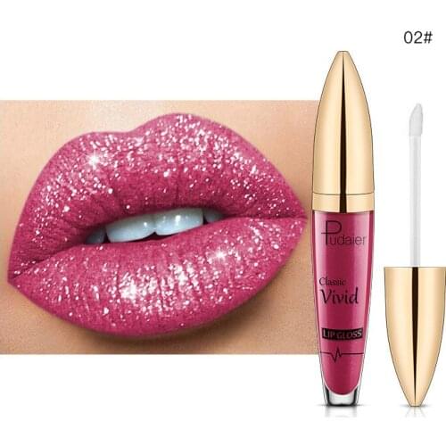 1PC Sexy Pink Shimmer Glitter Lipg Loss Matte To Glitter Liquid Lipstick Waterproof Diamond Pearl Colour Lip Gloss Make Up TMF1
