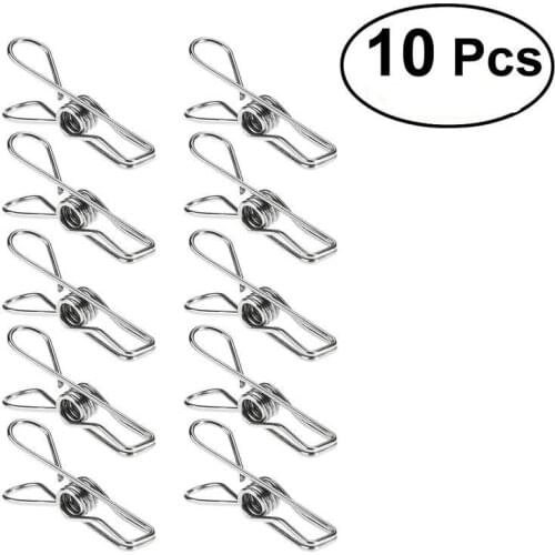 10pcs Stainless Steel Clothes Pegs Metal Clips Socks Clips Clothes Pins Clothing Blanket Clamps
