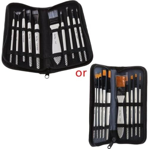 10Pcs Nylon Hair Art Painting Brushes Set Acrylic Oil Watercolor Artists Paint Brush Set Drawing Supplies