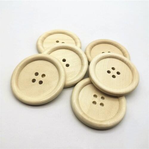 100pcs 50mm Extra Large Wooden Buttons Natural 4 Holes Round Sewing Button Embellishments Crafts Scrapbooking