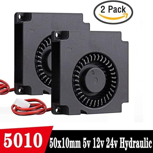 2PCS Gdstime 50mm DC 24V 12V 5V Hydraulic 5010 Blower Cooling Fan 50x10mm Centrifugal Turbo Cooler fan 5cm For 3D Printer