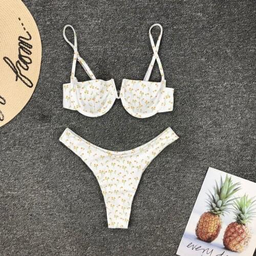 Zwempak 2021 Sexy Bikini Print New V Neck Bikini Swimsuit Push Up Swimwear Female Brazilian Bikini Set Bathing Suit Biquini #t3