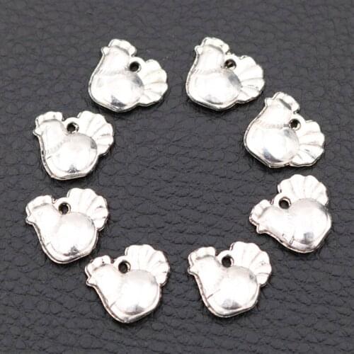 30pcs Mini Silver Plated Animal Pendant - 3D Cute Hens Mom Charm Bracelet Necklace DIY Handmade Metal Jewelry Accessories