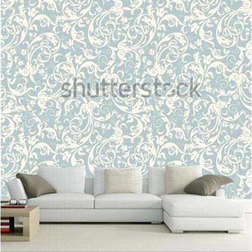 The custom 3D murals,background of light blue color in the style of Damascus ,living room sofa TV wall bedroom wall paper