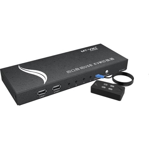 4 Port HDMI KVM switch 4K 4096X2160@60Hz Hot Key Auto Scan USB Plugable 1080P with 4 Cable Sets for 4 PC 1 Keyborad Mouse