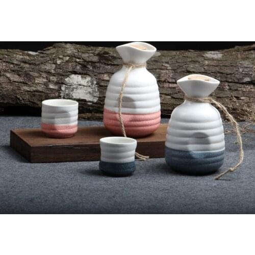 45ml 300ml 1 Pot 4 Cups Wine Set Japan Snowflake Glaze Ceramic Sake Wine Bottle Ceramic Creative Liquor Divider Wine Container