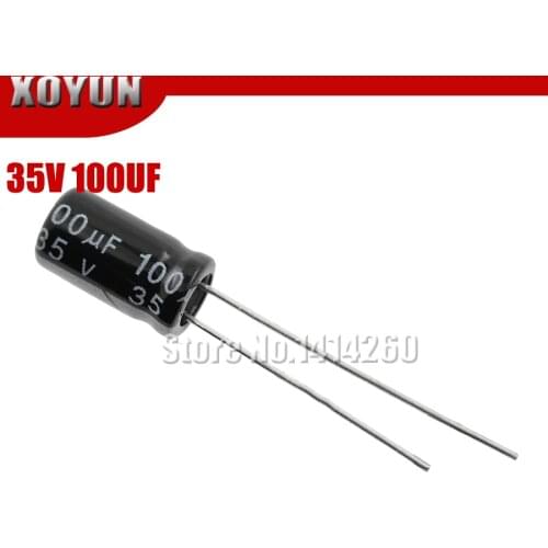 50pcs/lot New 35V100UF 6*12mm 100UF 35V 6.3*12 Electrolytic capacitor