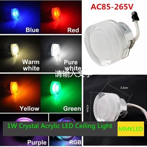 Free shipping 10pcs 1W Crystal Acrylic LED Recessed Ceiling Light Cabinet Fixture Lamp Bulb AC110-240V star lights