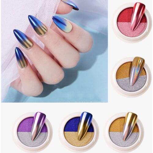 Free Shipping Manicure Solid Magic Mirror Powder Nail Art Two-Color Laser Titanium Powder Factory Direct Sales