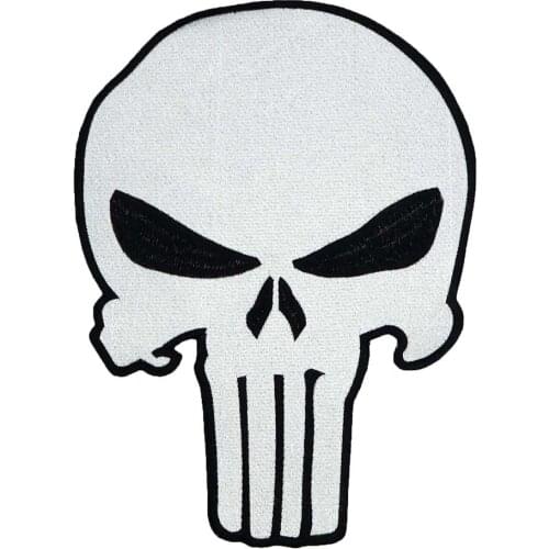 LARGE Punisher motorcycle backing Embroidered Sewing Label punk biker Patches Clothes Stickers Apparel Accessories Badge