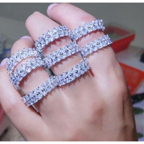 Brand 925 Sterling silver Marquise Cut Simulated Diamond painting full CZ Engagement Wedding Rings For Women jewelry gift