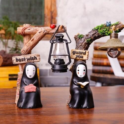 Creative Hayao Miyazaki No Face Male Resin Crafts Home Decoration Ornaments Handmade LED Night Light Gift