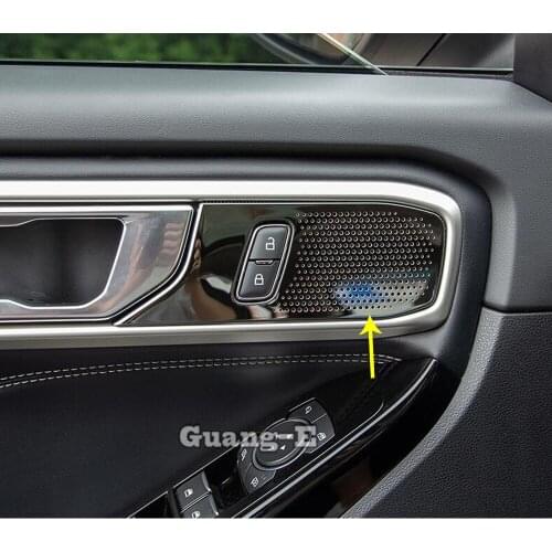 Car Cover Stainless Steel Detector Inside Door Audio Speak Sound Ring Stick Trim 4pcs For Ford Explorer U625 2019 2020 2021