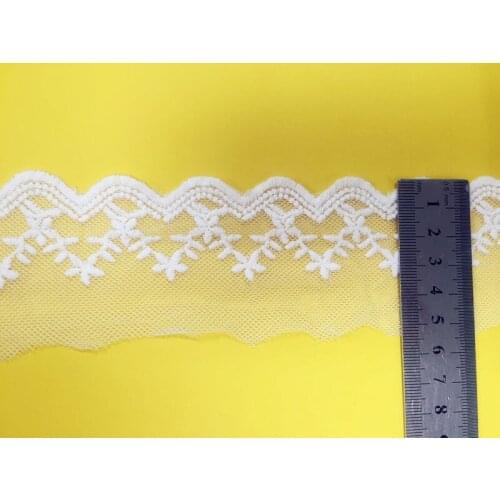 5cm 1.96" wide 14 yard ivory tulle mesh gauze fabric embroidered tapes lace trim ribbon 112448QL4K209