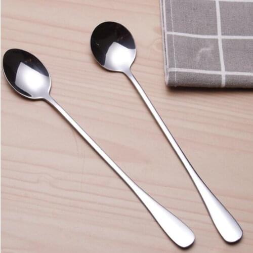 Stainless Steel Long Handle Spoon Coffee Latte Ice Cream Soda Sundae Cocktail Scoop Kitchen Tool LX2199