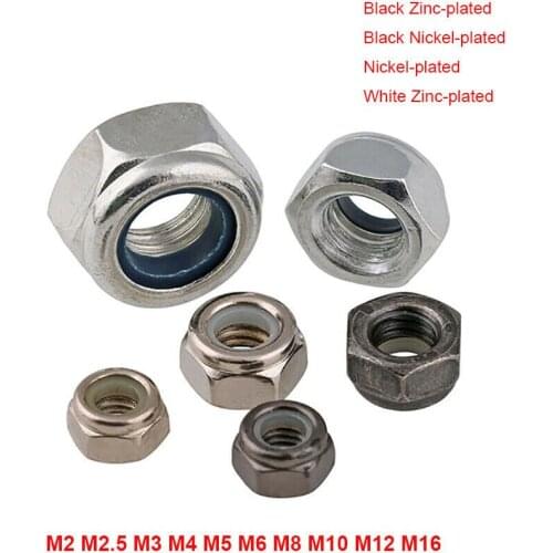 M2~M16 Hex Nylon Insert Lock Nut Self-locking Nuts DIN985 Carbon Steel Zinc-Plated Ni-Plated Hexagon Nylock Locknut