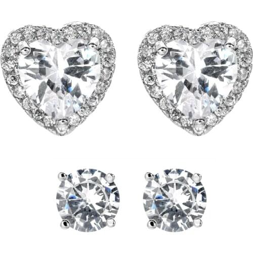 Korean fashion simple suit peach heart round small earrings two-piece suit for girls/women wedding party fun earrings ER-440