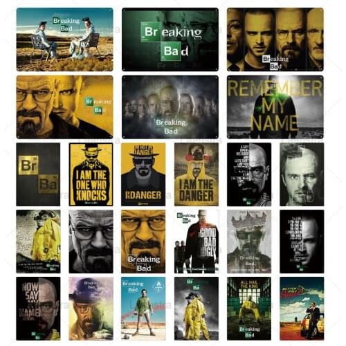 Metal Tin Sign Movie Breaking Bad Metal Plaque Signs Movie Poster Wall Art Decor For Camera Music Cafe Pub Club Bar Iron Plaque